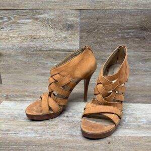 Stuart Weitzman Brown Leather Gladiator Booties Women's Size 9.5